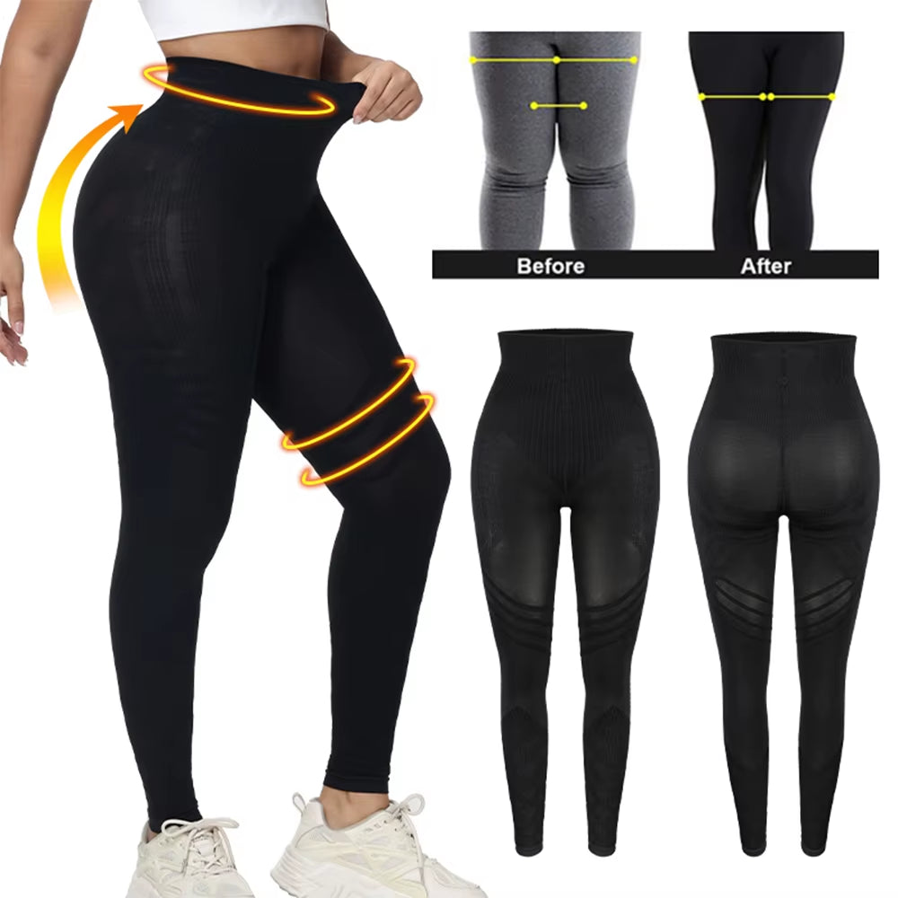 Women'S Shapewear Slim Leggings anti Cellulite Pants Long Compression Buttocks Push up for Sports Yoga Gym