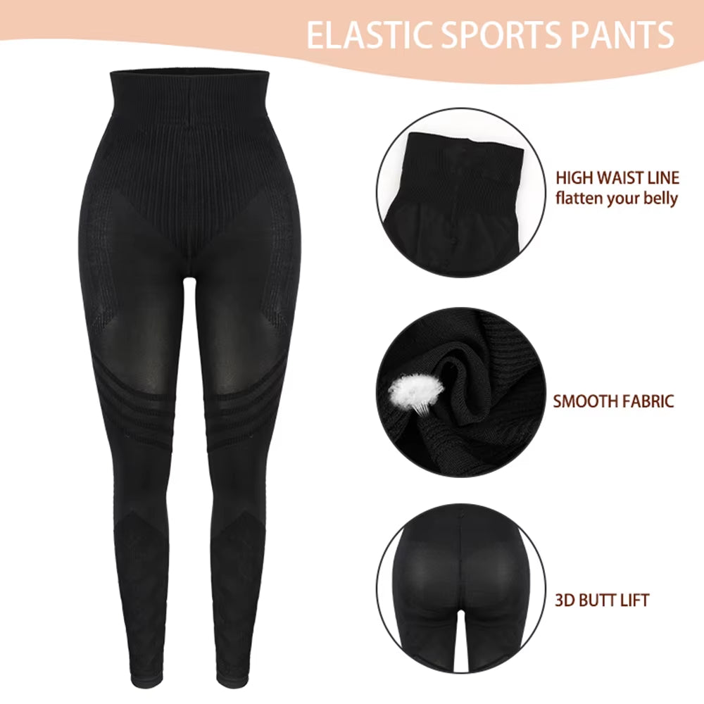 Women'S Shapewear Slim Leggings anti Cellulite Pants Long Compression Buttocks Push up for Sports Yoga Gym
