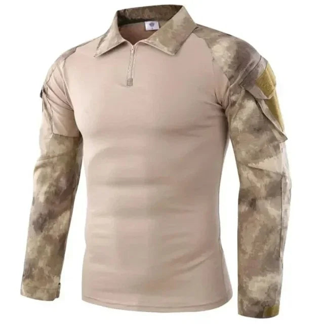 Outdoor Tactical Hiking T-Shirts Men Combat Military Army CP Camouflage Long Sleeve Hunting Climbing Shirt Cotton Sport Clothes