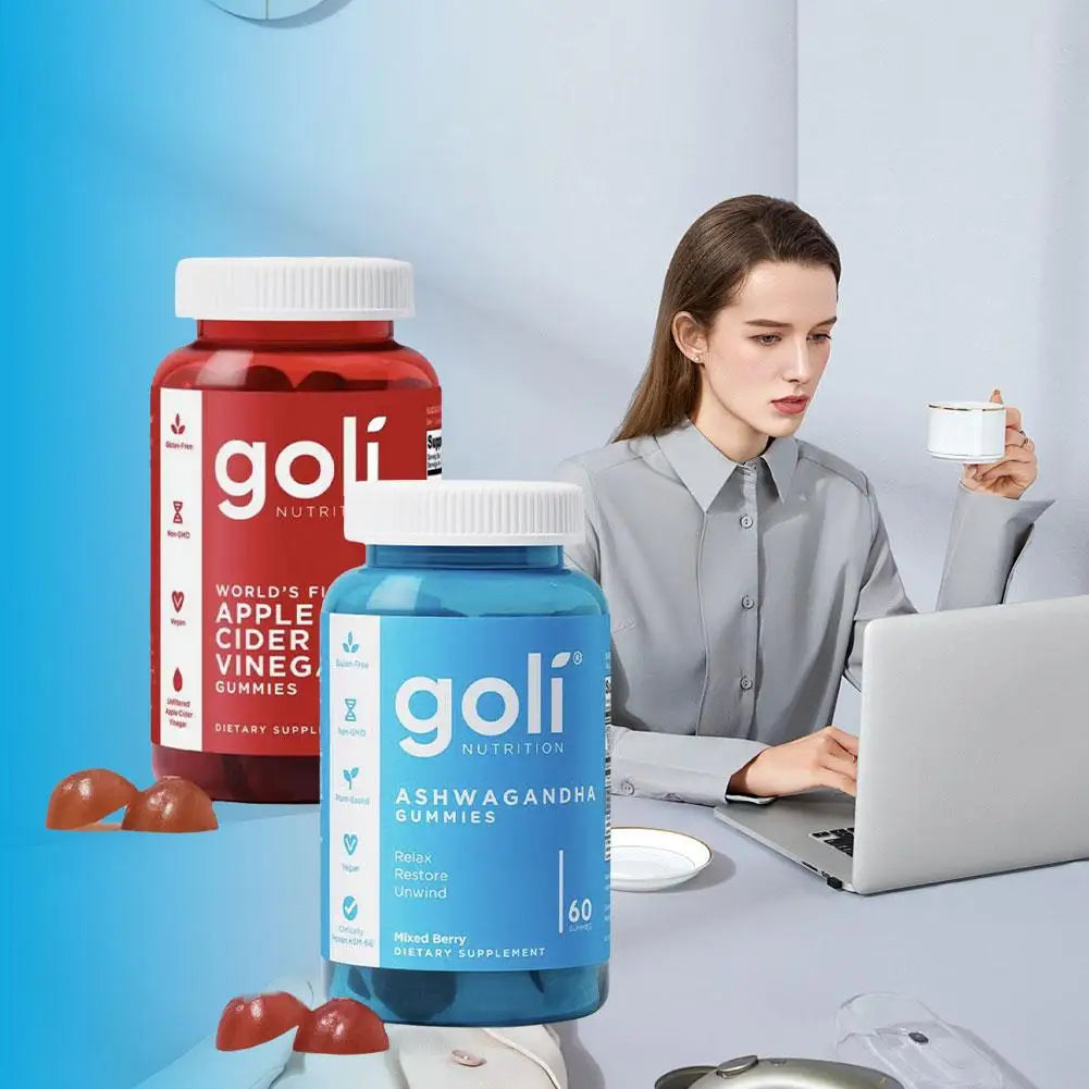 Nutrition'S Mixed Berry Ashwagandha Gummies Vitamin D Soft Candy Relieve Stress Anxiety Health Care Support Immune System