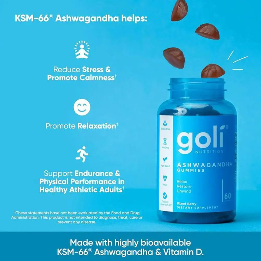 Goli Ashwagandha Vitamin Gummies Improve Immunity Sleep Quality Relieve Anxiety Vitamin Supplements Increase Physical Fitness
