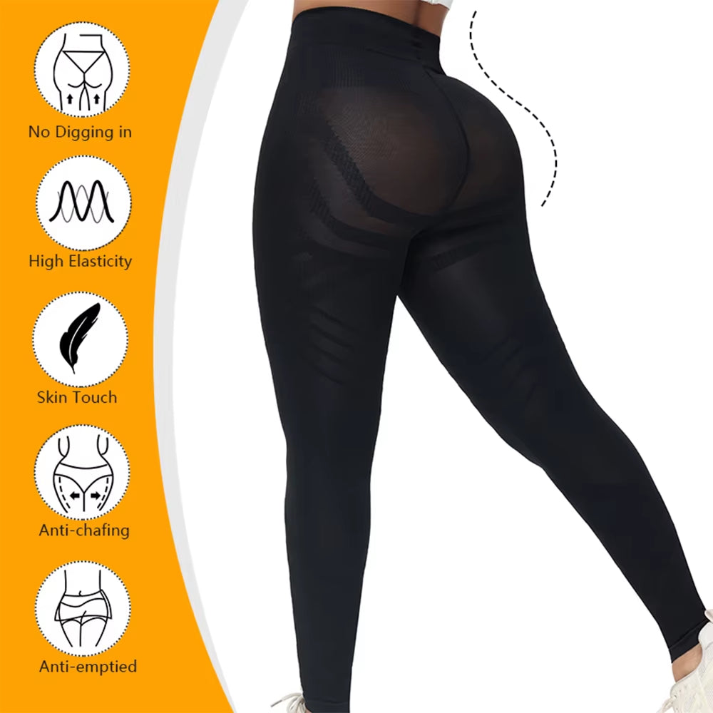 Women'S Shapewear Slim Leggings anti Cellulite Pants Long Compression Buttocks Push up for Sports Yoga Gym